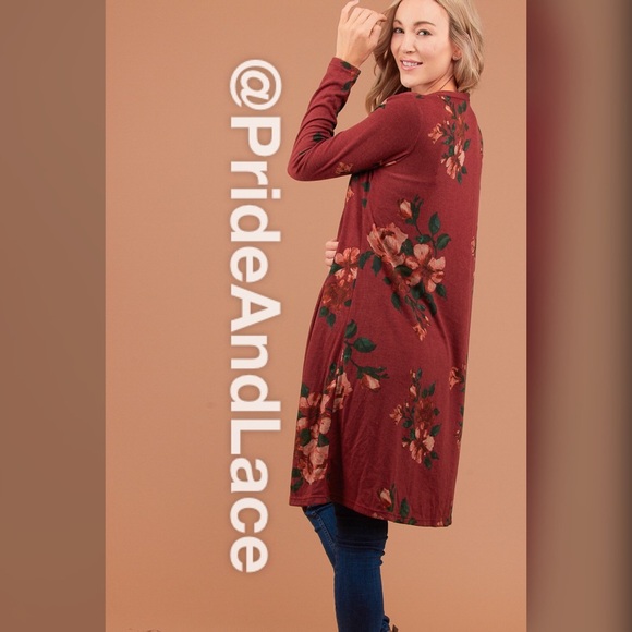 LAST 1 🍂Burgundy Floral Long Cardigan 🍂 - Picture 6 of 6